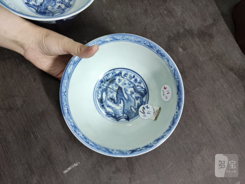 明 青花松竹梅纹碗一对 - 图8